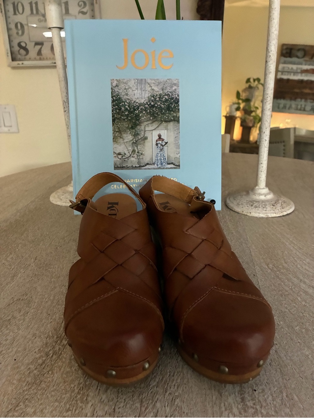 Kork-Ease Brown Leather Wood-Platform Sandals